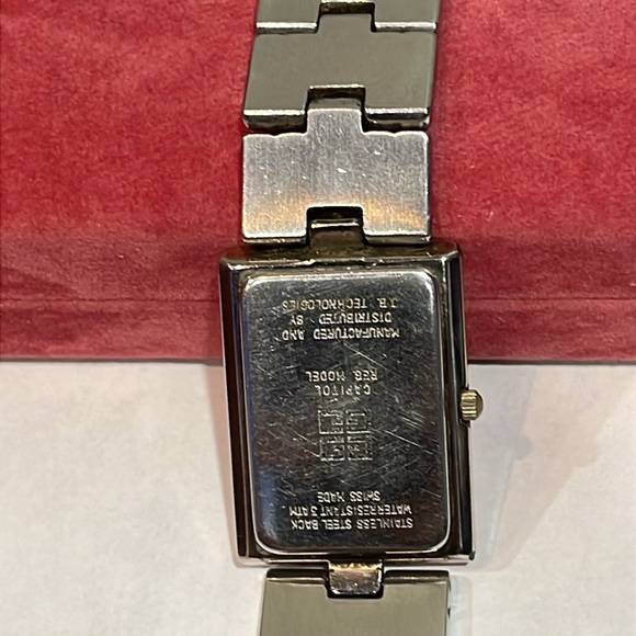 GIVENCHY Gold Silver Combination Swiss White Dial Rectangular Watch - Picture 3 of 6